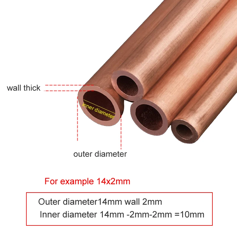 T2 구리 파이프 튜브 OD24 외경 24mm 벽 두께 1mm 2mm, 모세관 중공 구리 튜브, 공장 아울렛