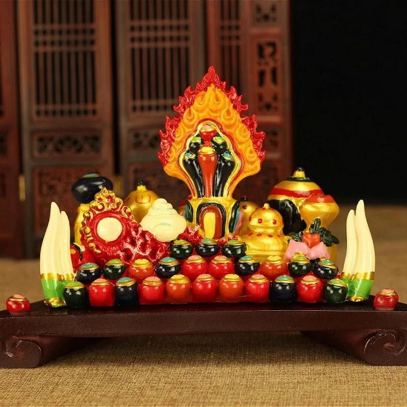 5-inch Hundred Throne Resin Mani Baoduoma Five Desires for Offering To Buddha Total Collection of Food Seeds, Crispy Oil Flowers