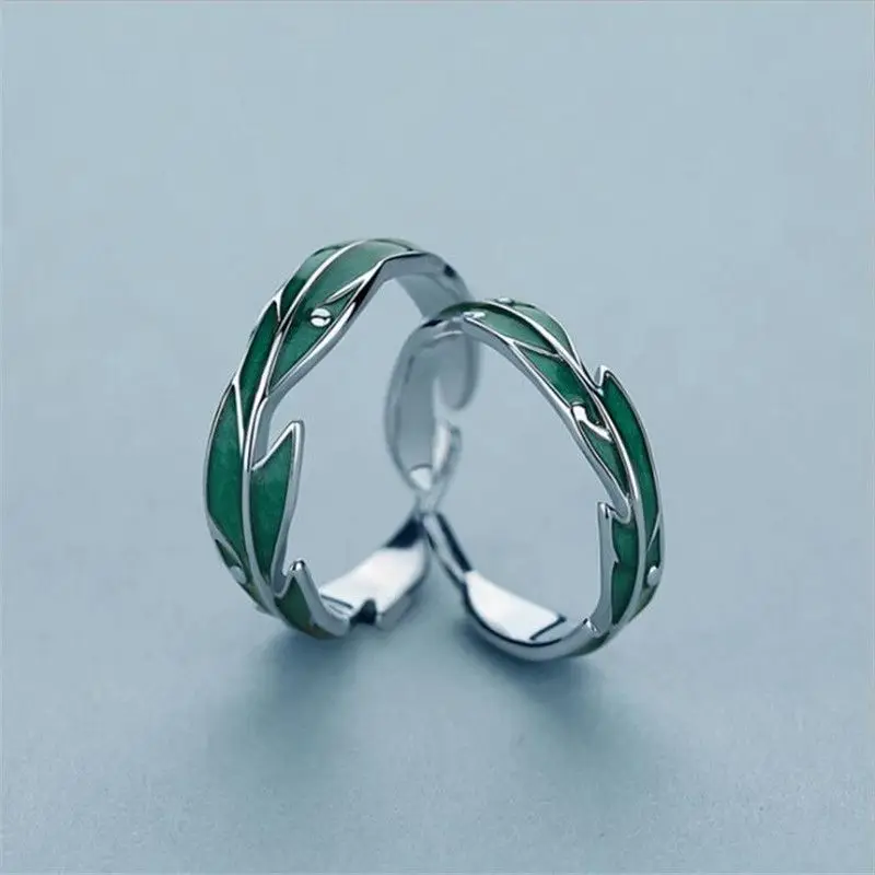 

Woman 925 Sterling Silver Plantain Leaf Open Rings For Couple Men retro Luxury Jewelry Accessories Wholesale