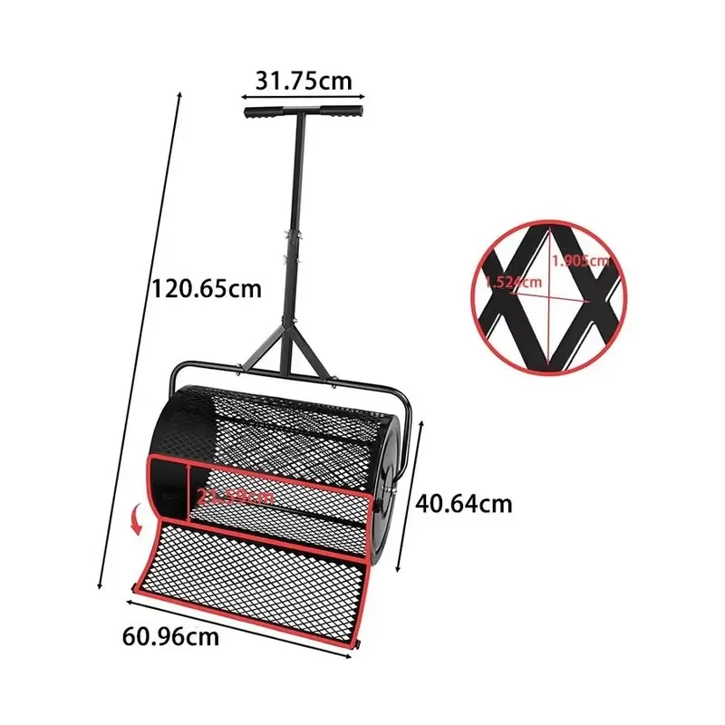 Professional Lawn Care Compost Spreader Roller, Push Style Mesh Topdresser for Golf Course & Residential Yard