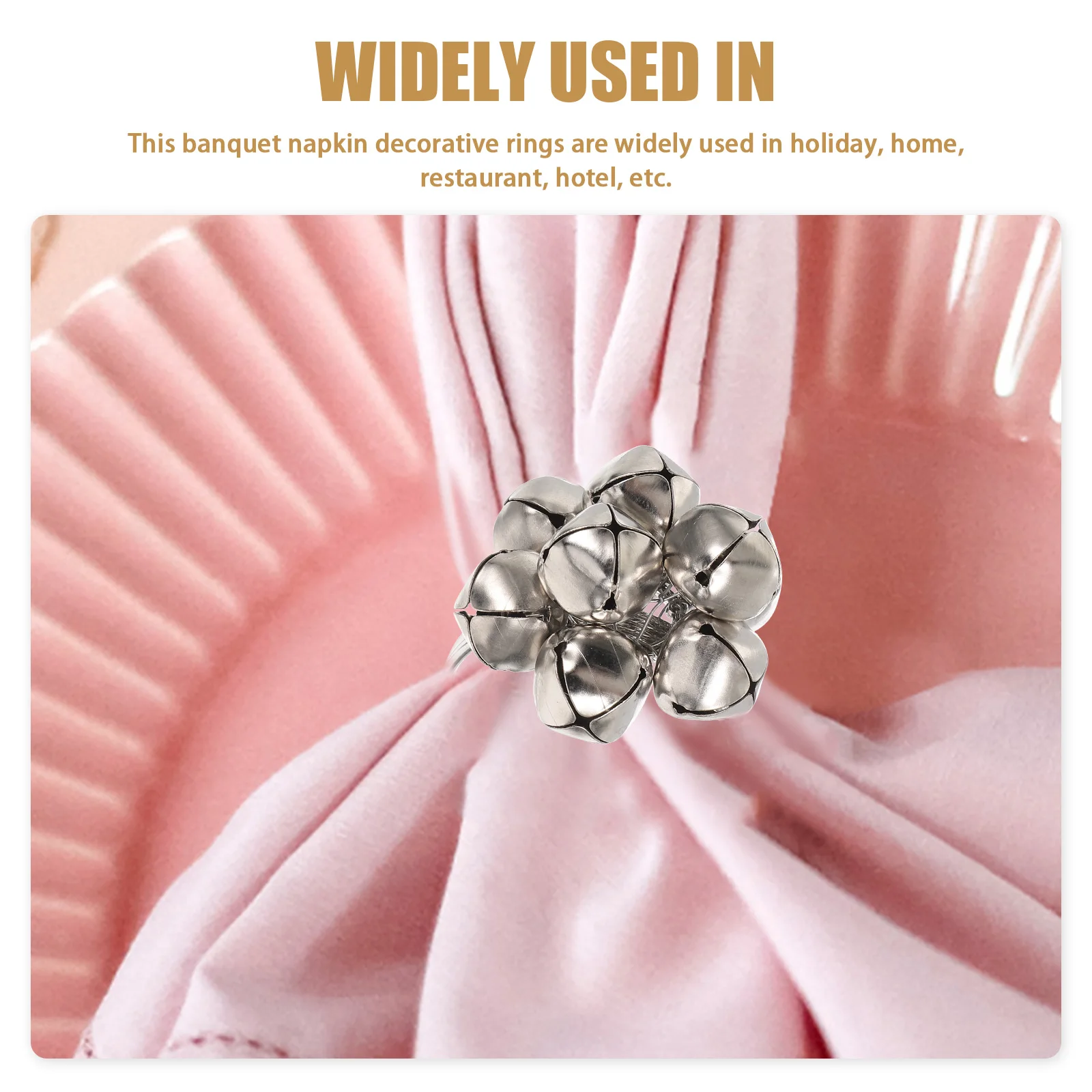 

6pcs Christmas Bell Napkin Rings Set Metal Napkin Holder For Party Wedding Table Decor Xmas Serviette Buckle Holiday Decoration