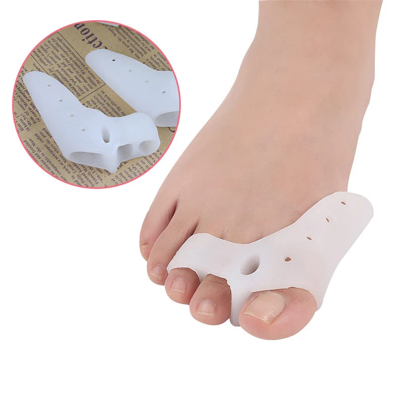 1 Pair 3-hole Toe Divider Soft Pad Thumb Valgus Correction Day And Night With Protection Toe Foot Bone Orthopedic Corrector