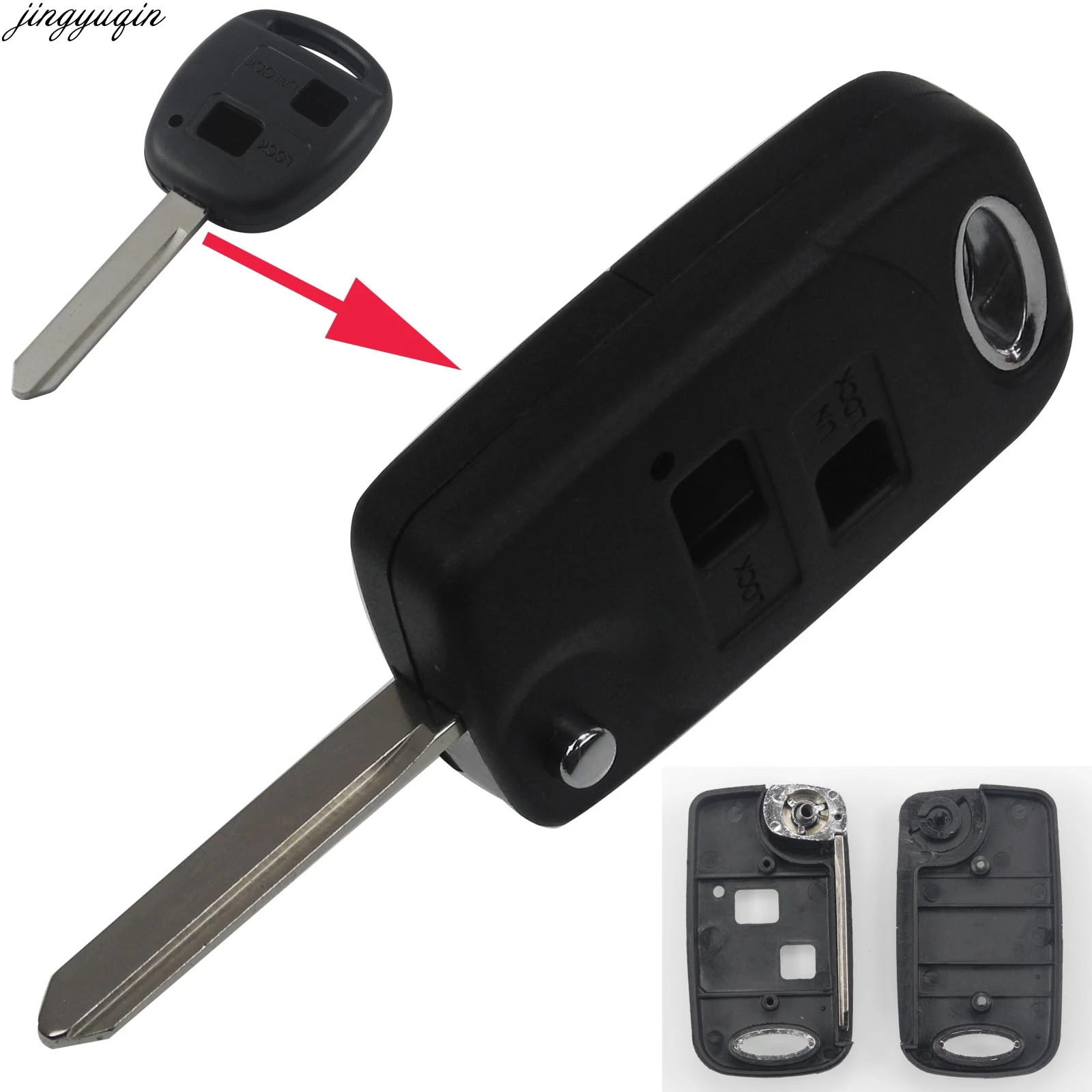 

Складная откидная оболочка ключа дистанционного управления 2 кнопки для Toyota Yaris Carina Corolla Avensis TOY43 Uncut Blade Fob чехол