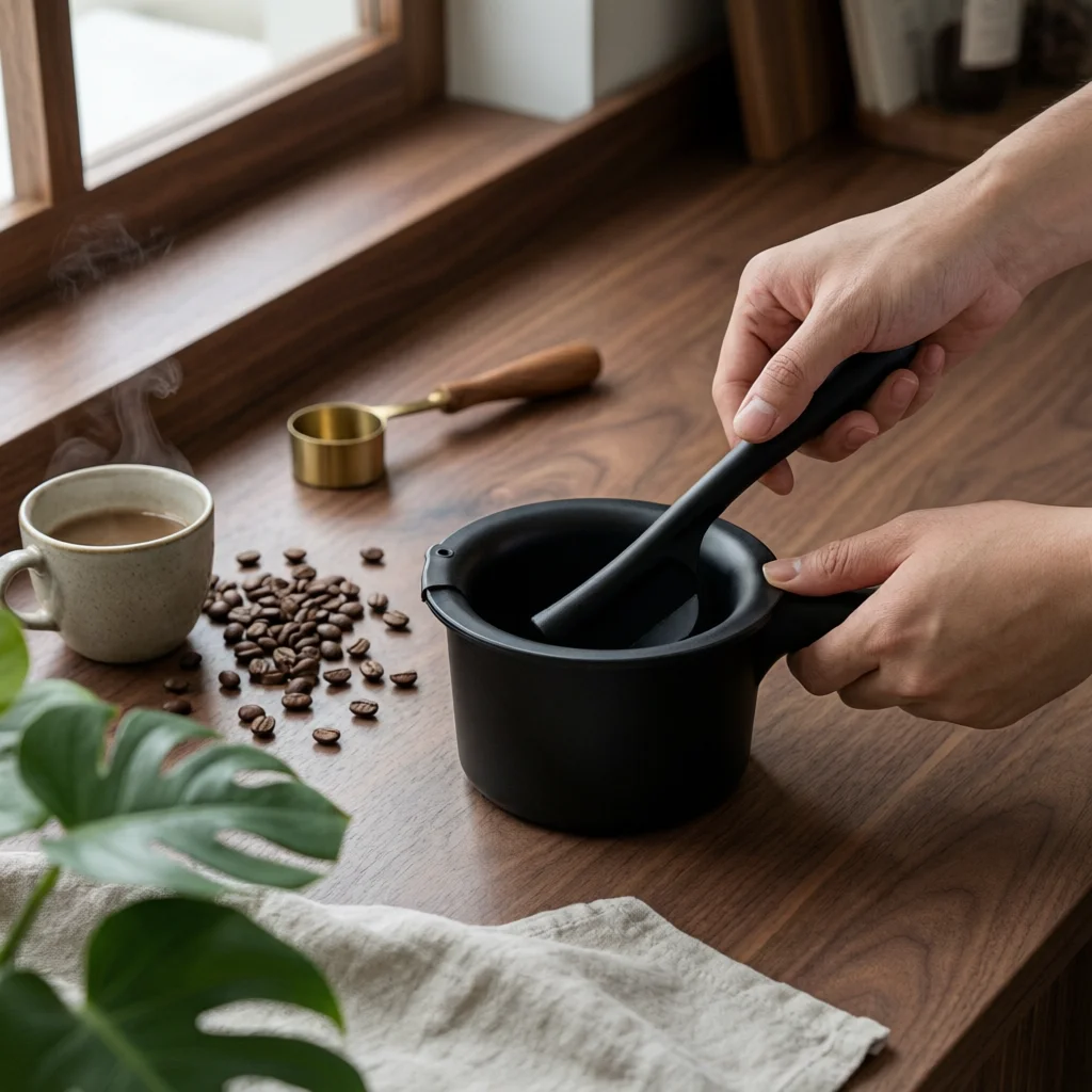 Coffee Knock Box Flared Top Espresso Knock Box Coffee Puck Bin Cylindrical Kitchen Storage Vertical Tube-Style for Home Cafe