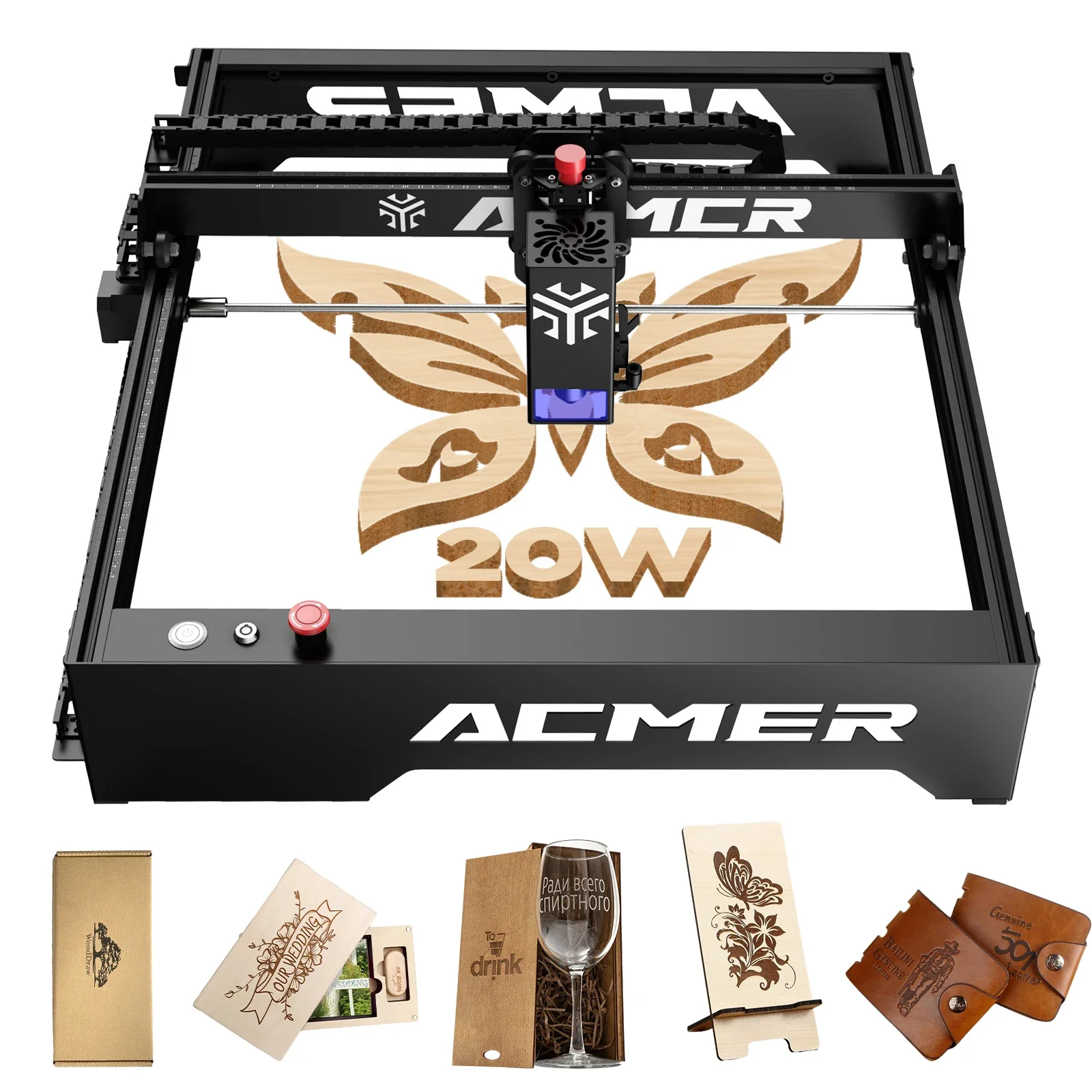 For ACMER P1 20W Laser Engraver 20W Laser Power Cutting Machine Lasers Engraving Machine Tools 400 X 385mm CNC Machine