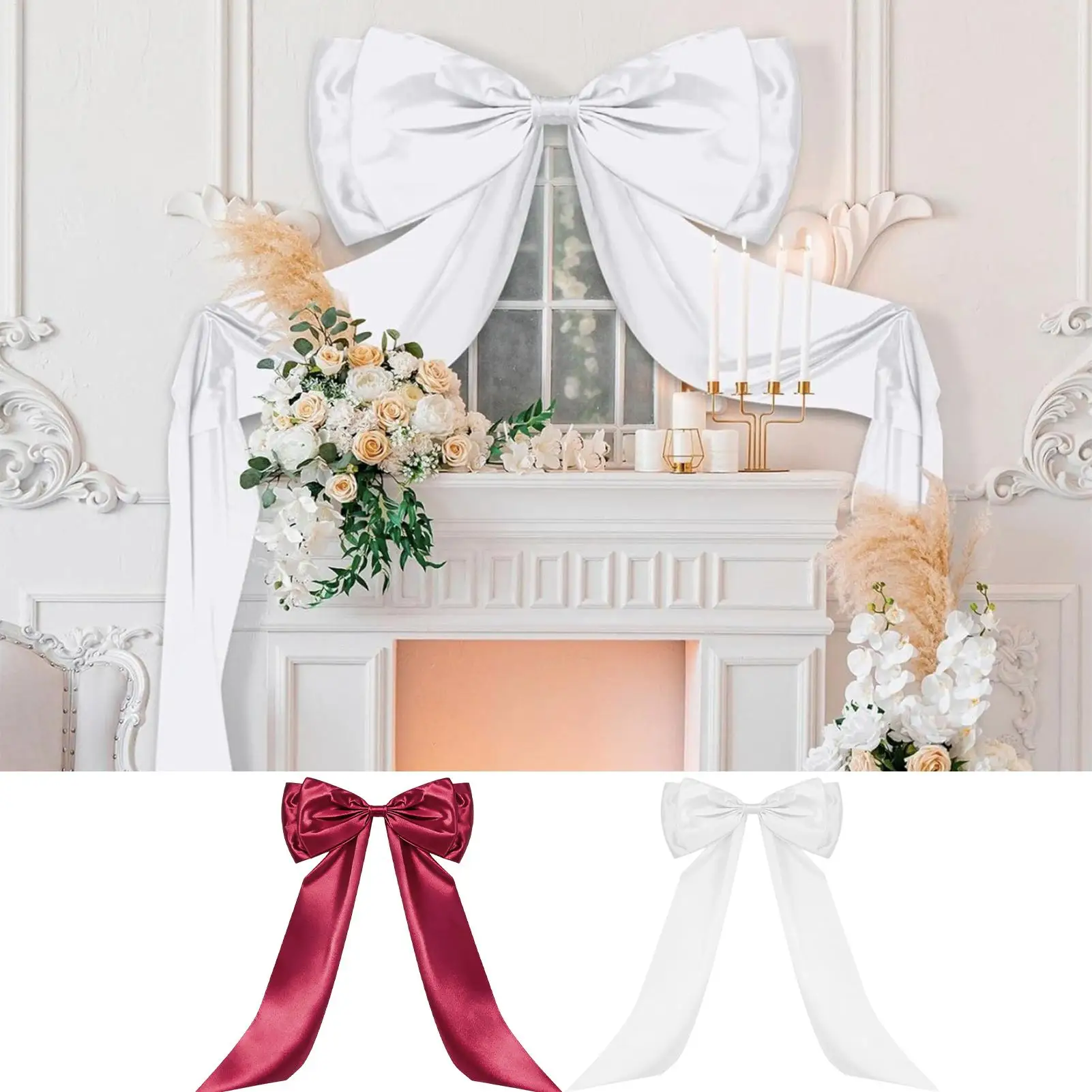 Christmas Tree Bows Large Ornament Party Decorations Christmas Tree Topper Ribbon Hangable Bows For Birthday Wedding Outdoor