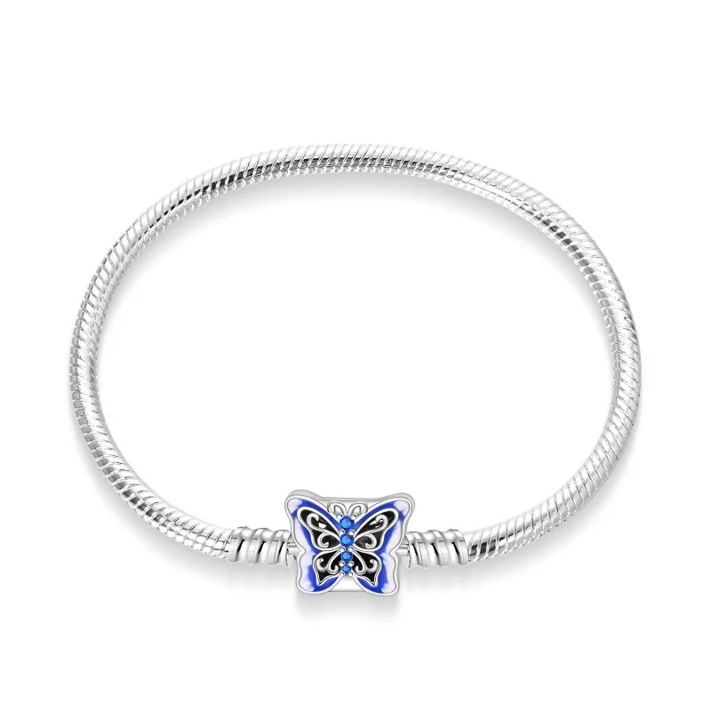 Popular 925 Sterling Silver Dream Butterfly Chain Bracelet Fit DIY Charms Bead Fine Party Jewelry Gift