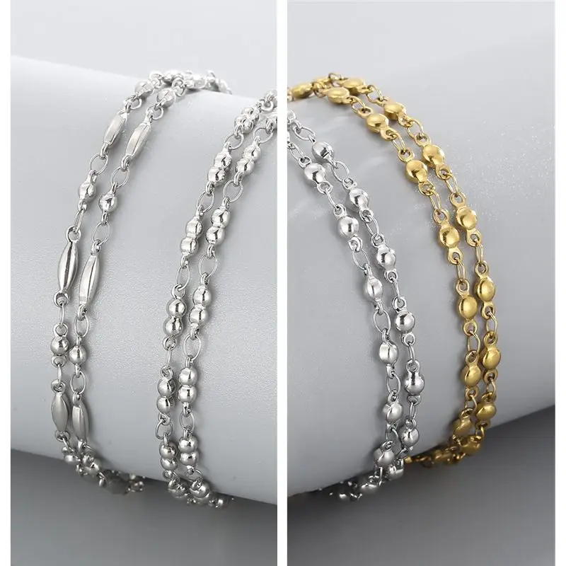 Stainless Steel Mini Bead Chain Necklace Round Link Choker Chain Necklace For Women Jewelry Gift