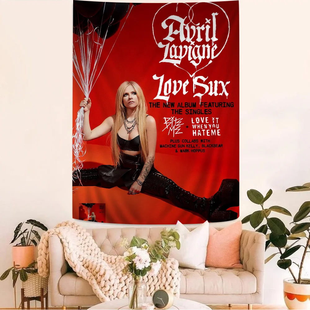 Singer A-Avril L-Lavigne Cartoon Tapestry Wall Hanging Decoration Household Home Decor