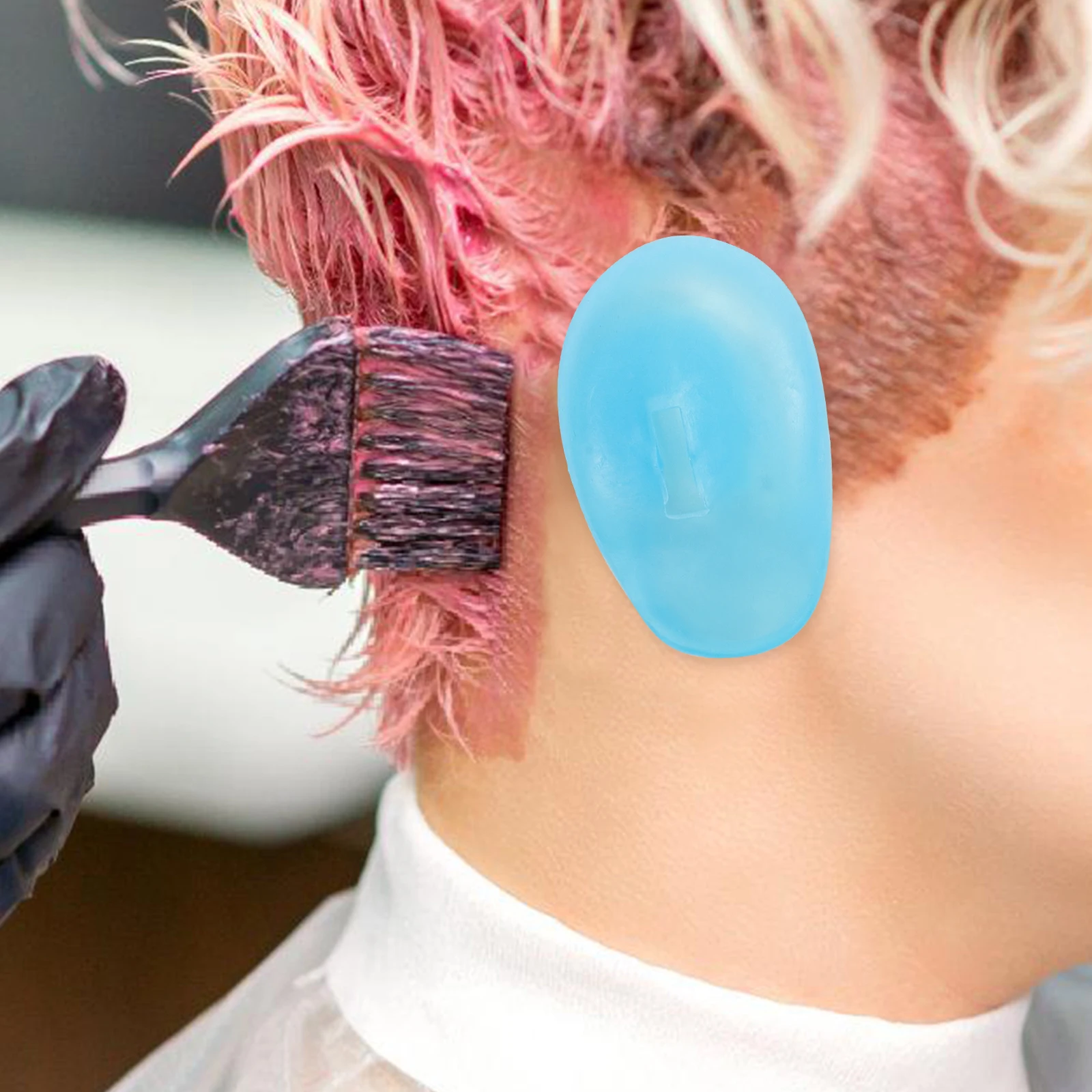 

5 пар синих силиконовых накладок для ушей для салона, принадлежности для окрашивания волос, многоразовые защитные щитки, защита для окрашивания, ванны, мытья, теплозащитный экран