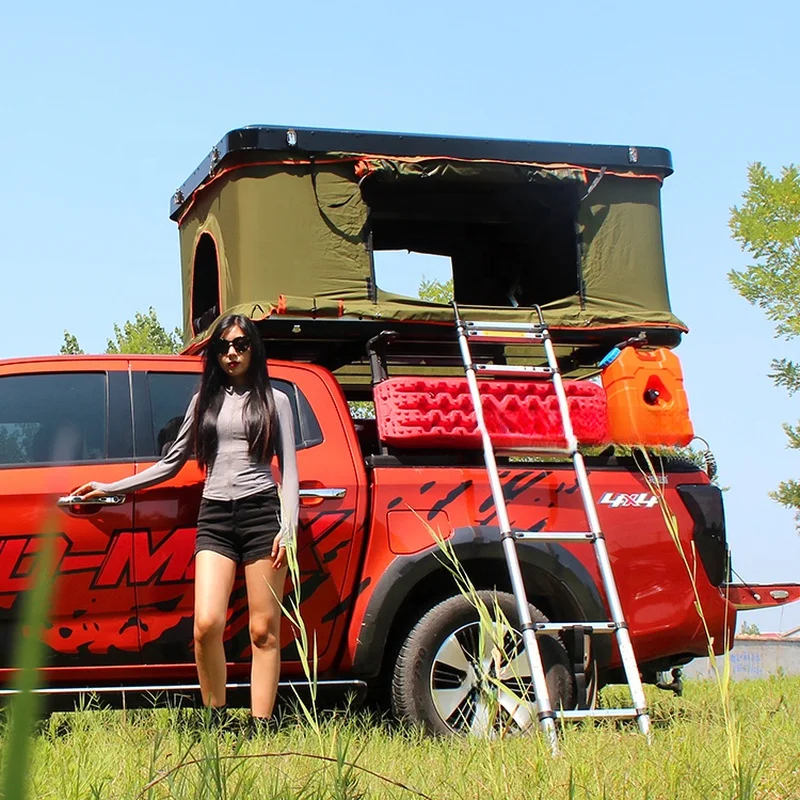 Hot Selling 4x4 Offroad Car Roof Top Tent Hard Shell Waterproof Four Season Two Bedrooms Awning Tent Fit Hilux Tacoma 2024 Overl