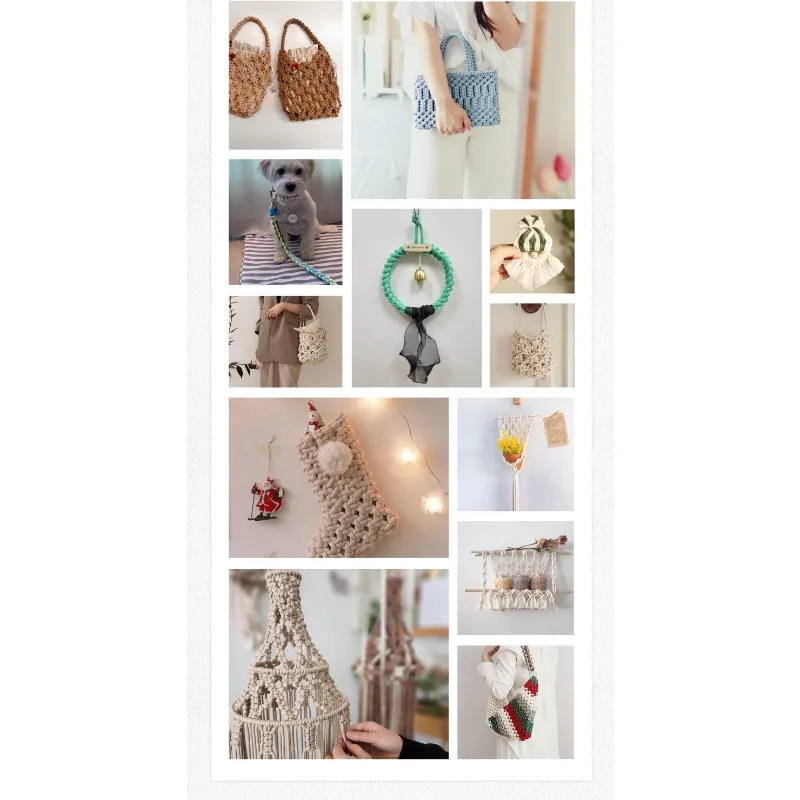 3Mm ultra-light hand-knitted crochet matte polyester rope knitted 90m 150g ins burst fire DIY bag great value explosion