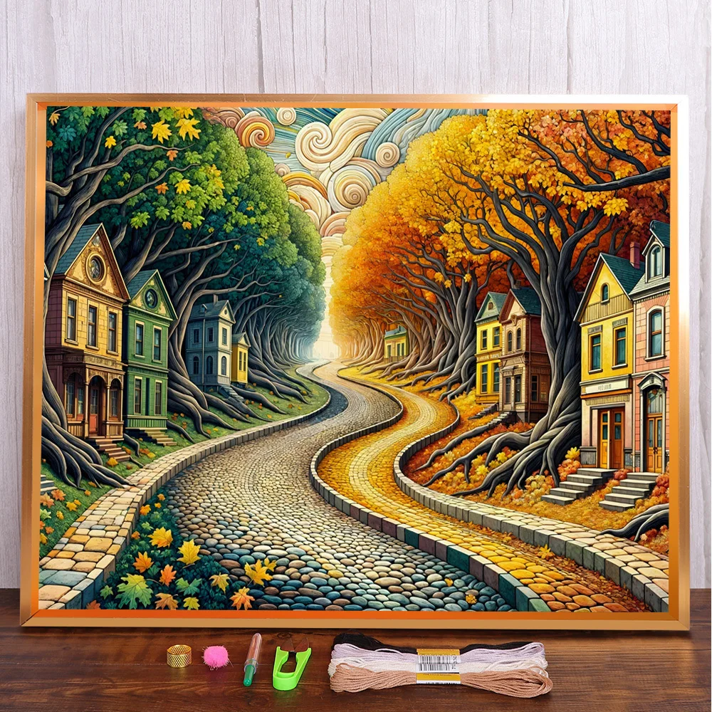 

Spring And Autumn Pre-Printed Cross-Stitch Full Kit DIY Embroidery Needlework Knitting Handicraft Craft Mulina Sales Wholesale