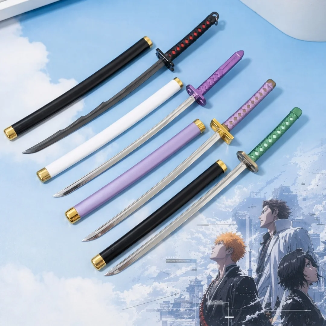 10inch Bleach Kurosaki Ichigo Grimmjow Katana Anime Cosplay Prop Sword Ninja Knife Blade Sabre Multiple Styles Metal Toy Gift