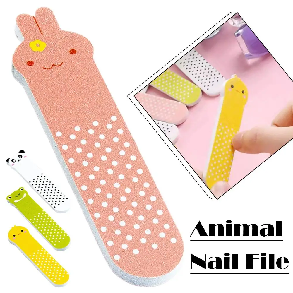 ملفات الأظافر الصغيرة لطيف الحيوان نمط أظافر المخازن المؤقتة ألواح الصنفرة مزدوجة الجانبين مسمار شحذ أداة للمنزل Z9V6