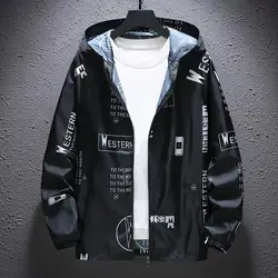 Simple Men Jacket Windproof Daily Wear Comfortable Wearing Letter Print Jacket Coat