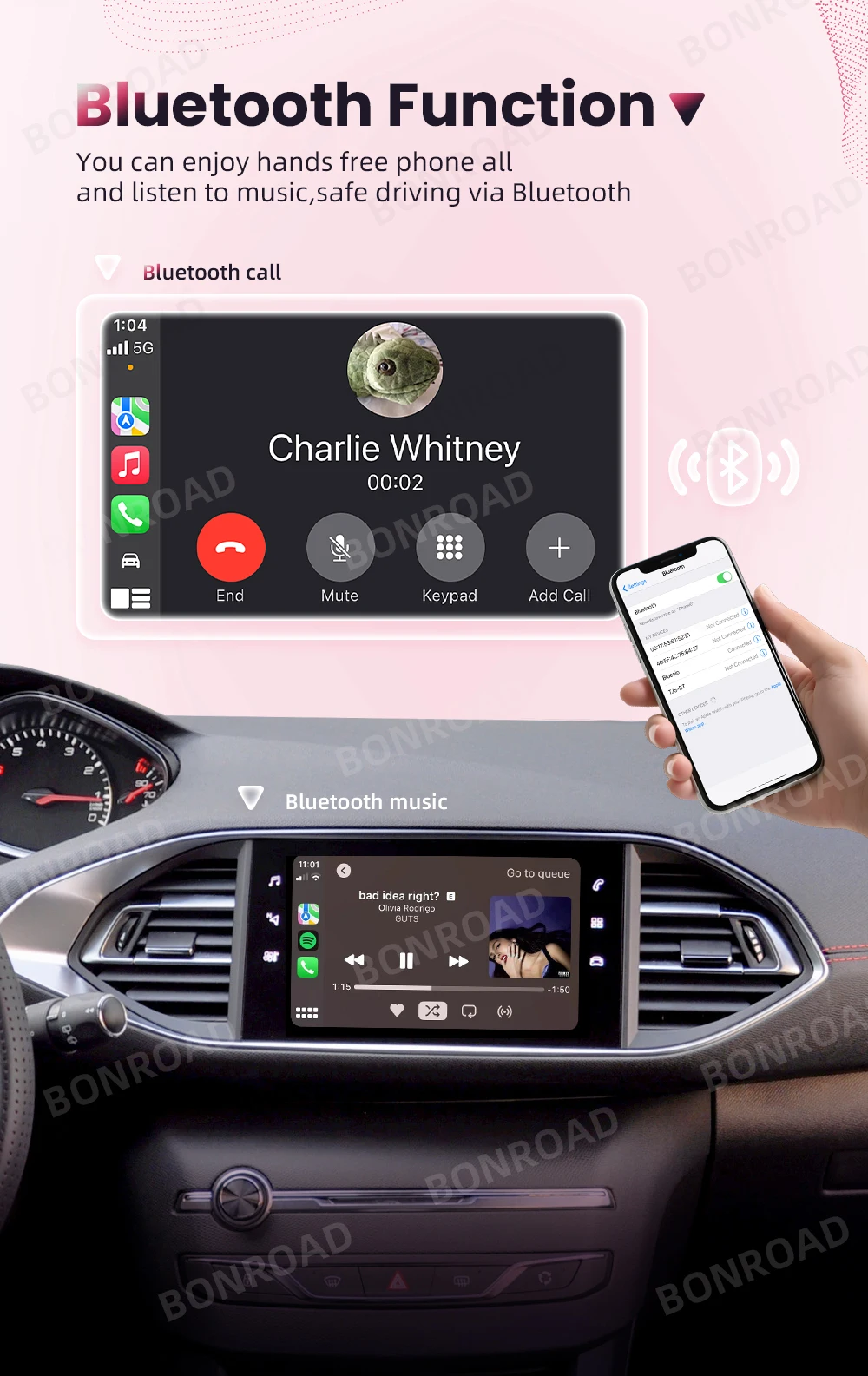 Wireless Carplay Android Auto Adapter For Peugeot Citroen SMEG MRN Picasso C4 C5 DS4 DS3 308 508 208 3008 Bluetooth Mirror Lin – Detail 8