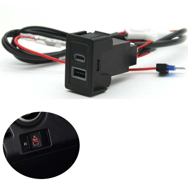 TYPE-C samochodowy USB USB QC3.0 szybka ładowarka zasilacz interfejsu szybka ładowarka do Suzuki SX4 Swift Vetra nowy Alto S-cross