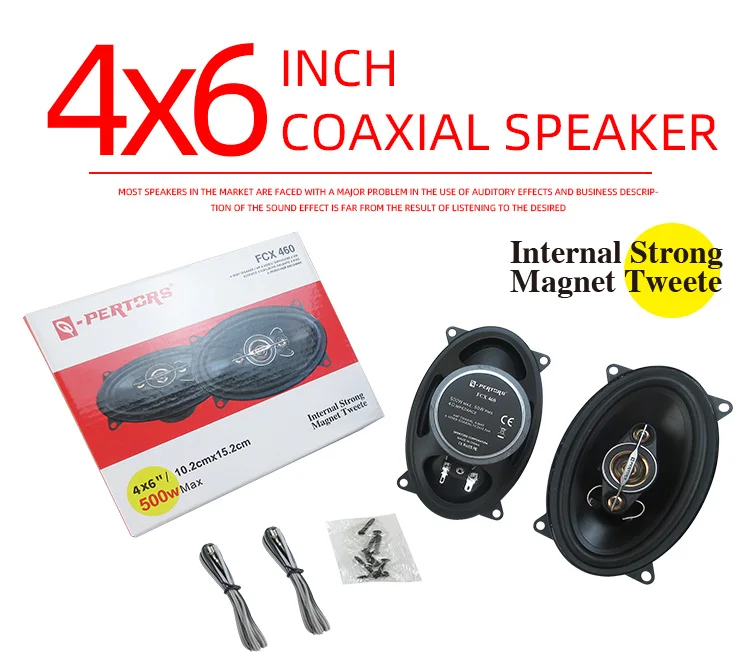 Par de Altavoces Coaxiales de Cuatro Vías para Auto de 4x6 Pulgadas, 500W de Potencia Máxima, 50W RMS, Calidad de Sonido