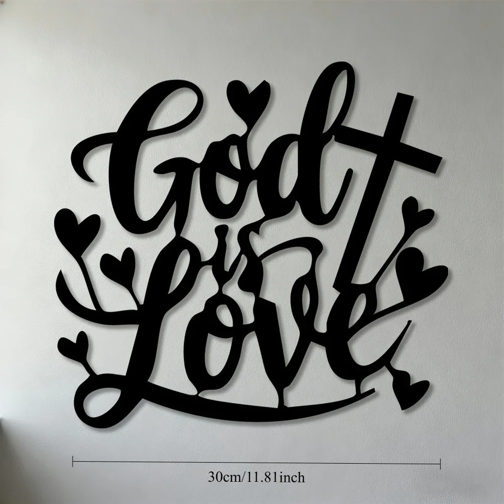 CIFBUY Iron Wall Art Engraved God Is Love Religious Metal Sign Rust Resistant Decor For Living Room Bedroom Office Indoor Hangin