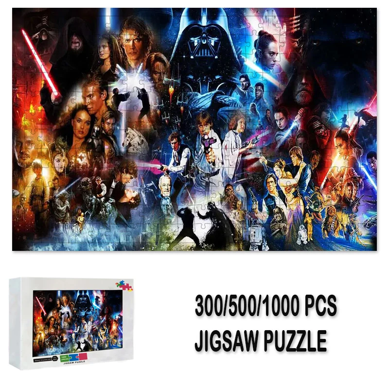 Disney Film Star Wars Puzzle Lightsaber Paper Puzzle 300/500/1000 PCS Educational Toys Family Game Kids Room Decor Birthday Gift