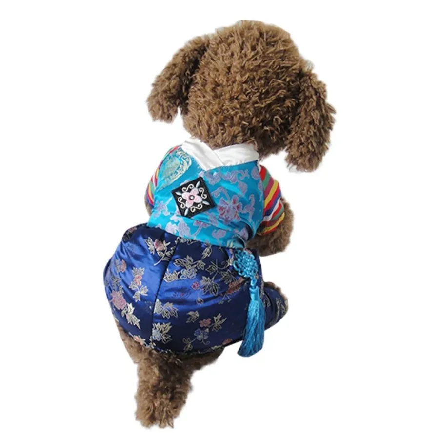 New Fashions Traditional Embroidery Hanbok Style Pet Dogs Girl Dress Jumpsuit Jacket For Boy Couple Clothing