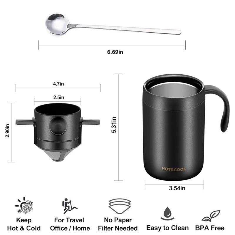 AS60-Hand-Washed Coffee Cup Hand-Washed Dripping Insulation Coffee Cup Portable Coffee Brewing Set