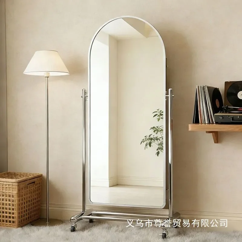For Home Gym Dance Studio Clothing Store Floor to Ceiling Full Length Mirror Removable HD Arched Thin Fitting Mirror