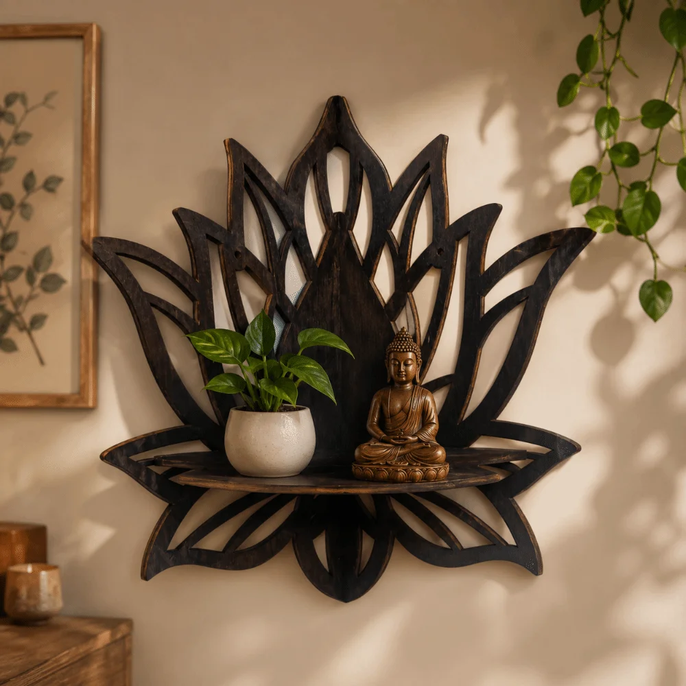Storage Shelf Hollowed Out Butterfly Shaped Shelf Wall-Mounted Home Decor Flower Wall Shelf Artistic Wall Storage Rack Farmhouse