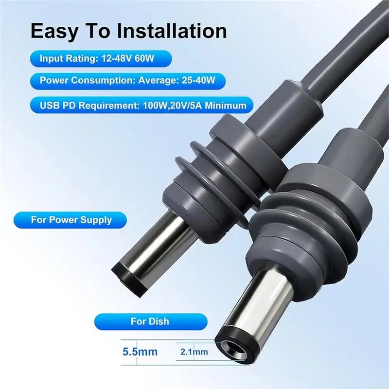 AC88-For Starlink Mini Compatible 5M DC To DC Power Cable Heavy Duty Extension Cable(18AWG) For Rvs Boats