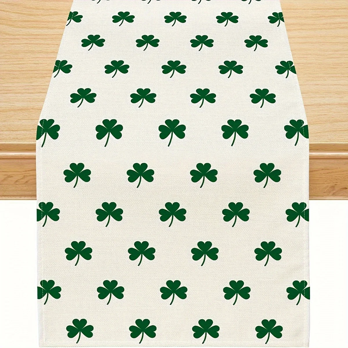 1pc Vibrant Watercolor Green Lucky Clover Printed Table Runner Linen Table Runners Dining Room Decor  Dining Table Runners Party