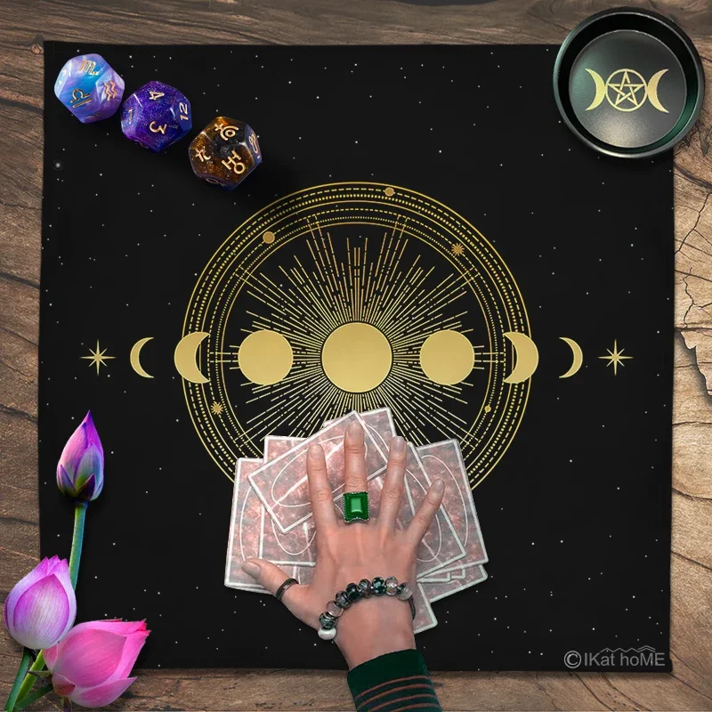 Rune Moon Phase Tarot Tablecloth Velvet Altar Cloth Board Game Divination Witchcraft Astrology Oracle Card Pads Drop Shipping