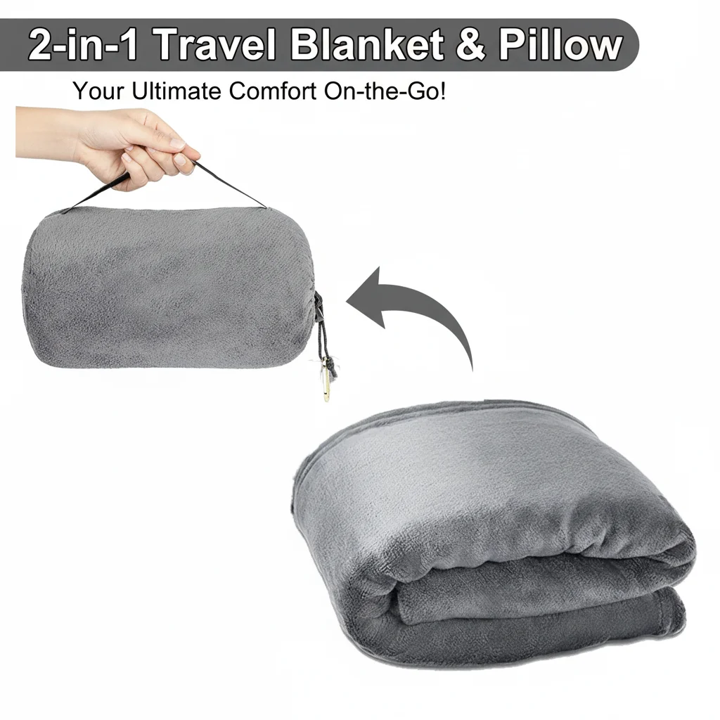 Lightweight Travel Blanket With Drawstring Storage Bag Portable Flannel Fleece Throw For Camping Hiking Car Plane Outdoor Nap