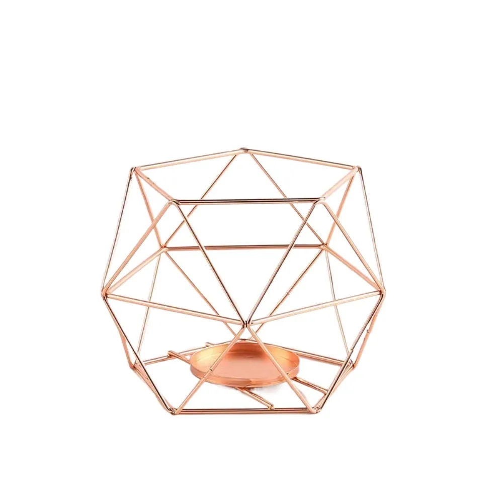 New Metal Polygonal Candle Holder Hollow Simplicity Candlestick Decorative Crafts Art Geometric Iron Light Holder Christmas