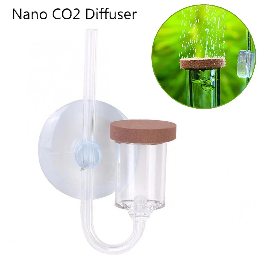 1Pcs Transparent Acrylic Aquarium CO2 System Diffuser U-tubes Mini Diffuser CO2 Refiner Regulator with Ceramic Disc Suction Cups