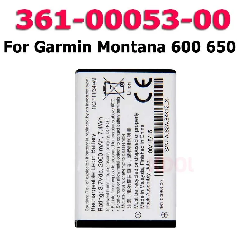 

XDOU New Arrival 2700mAh 361-00053-00 361 Battery For Garmin Montana 600 600T 610 650 650T VIRB GPS Alpha 100 010-11654-03