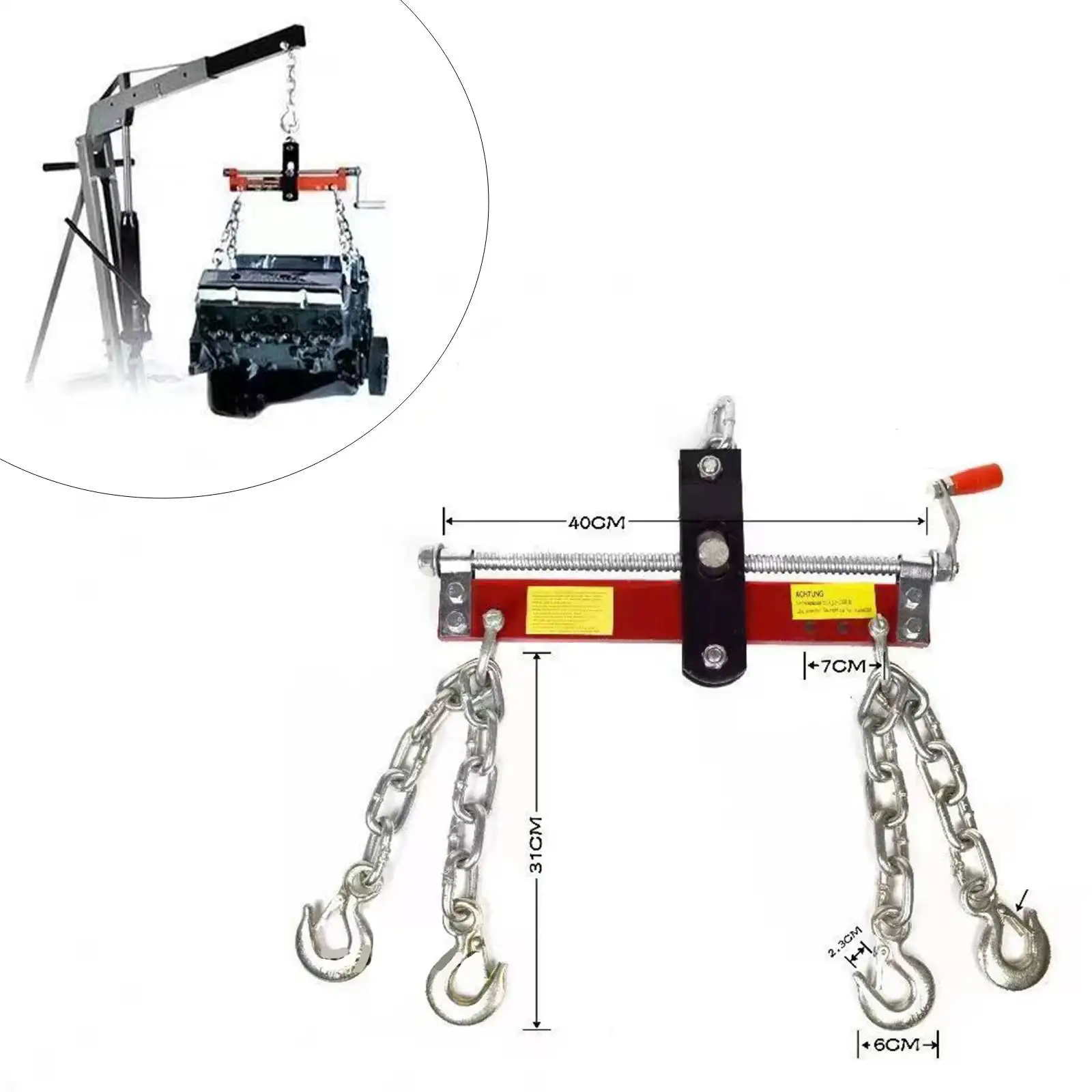 

Engine Hoist Balance Bracket Tool Engine Hoist Shop Crane Accessory Adjustable Handle with Chains Load Leveler Engine Leveller