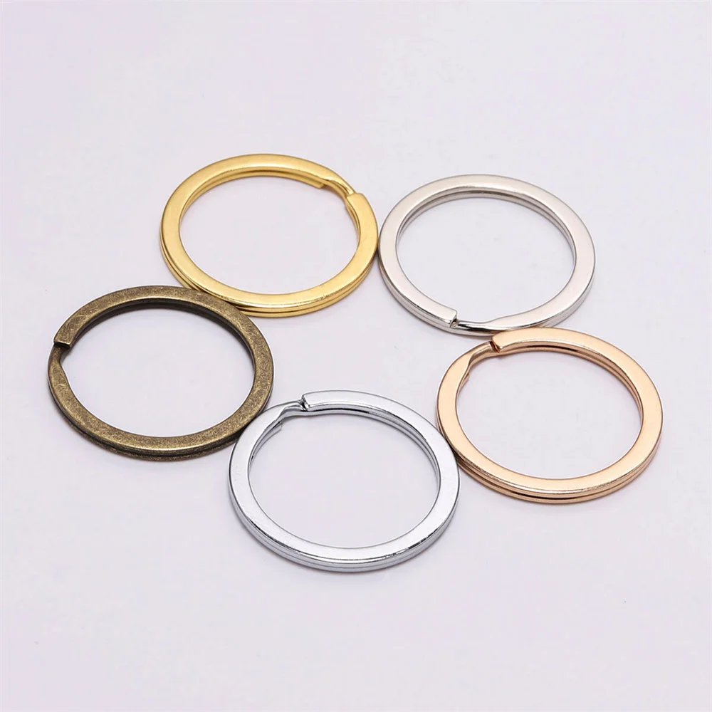 10Pcs/Lot 25 28 30mm Gold Round Key Ring Llaveros Clasp Findings Key Chain Split Ring Plated Key Ring For Jewelry Making