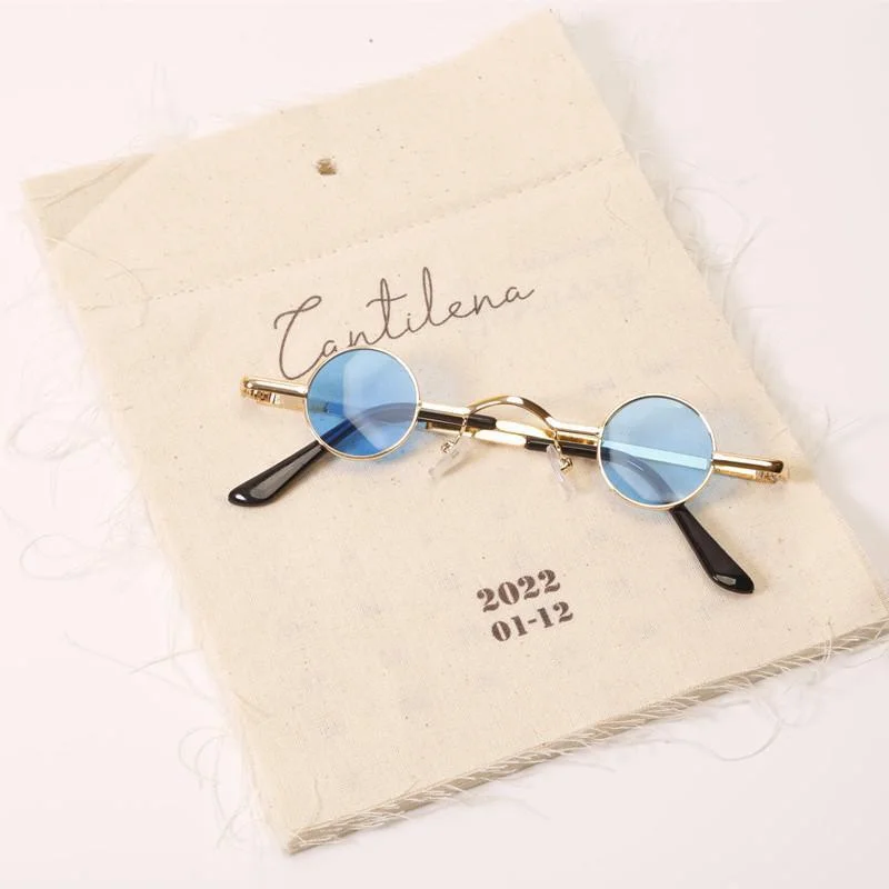 Vintage Sonnenbrille für Damen und Herren im Retro-Punk-Stil mit Kleinem Rundem Metallrahmen und Bunten Gläsern - Modische Eyewear – Detail 2