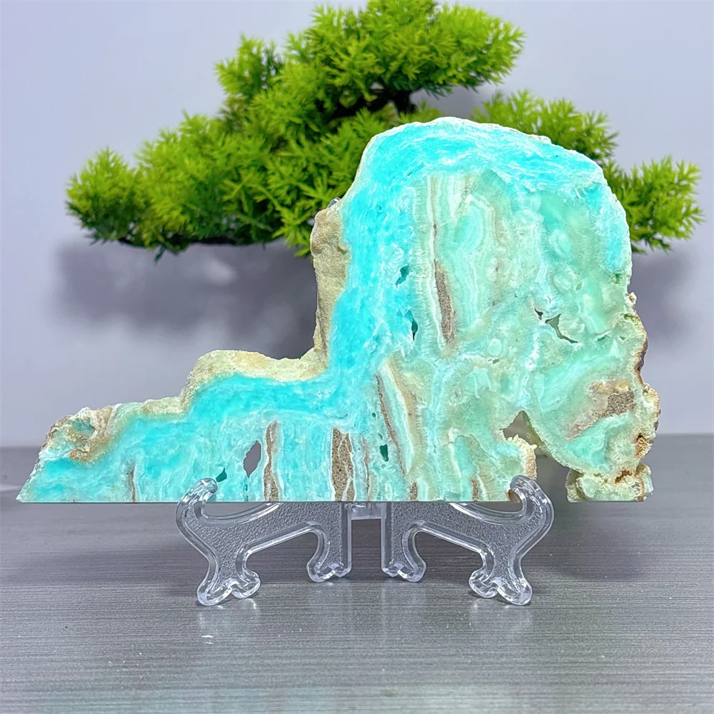 Hemimorphite Slab Natural Crystal Home Garden Decoration Room decor Luck Quartz Stone Healing Energy Love Beautiful Gifts +Stand