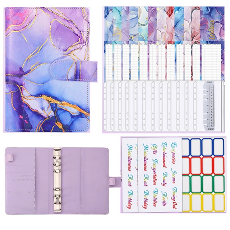 A6 Marble Colorful Money Budget Planner Binder Zipper Envelopescash Envelopes For Budgeting Organizer For Budget Binde