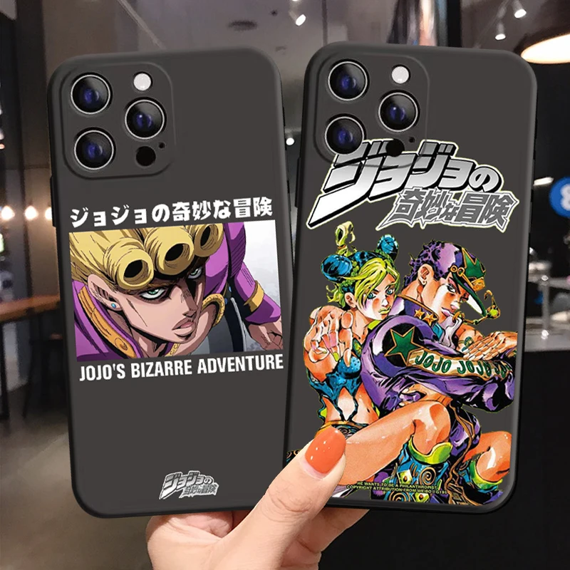 

Anime JoJo's Bizarre Adventure Phone Cover For iPhone 11 12 13 14 15 16 Pro Max 14 15 16 Plus 13Mini Black Soft Silicone Case