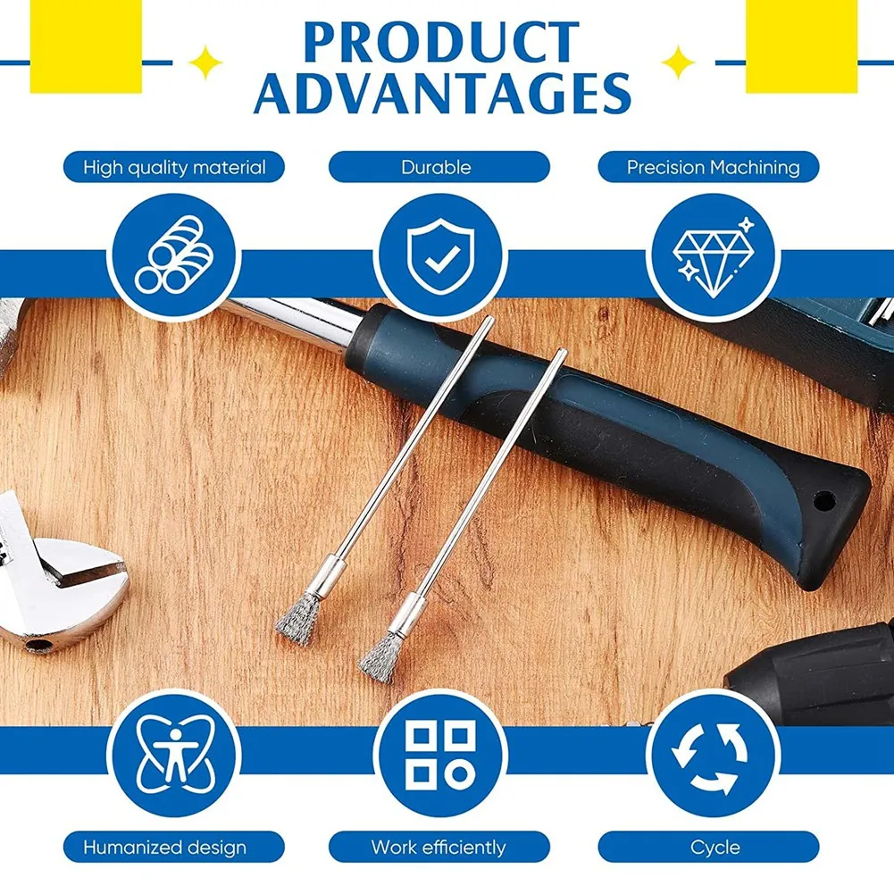 ABLN-10 pezzi spazzole per pulizia penna mandrino da 3 mm punte per rimozione vernice ruggine lucidatura accessori per utensili rotanti, spazzola terminale da 6 mm