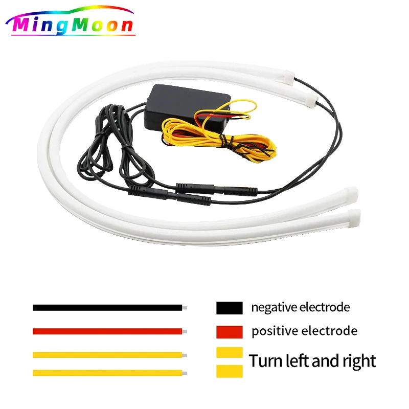 12V DRL Car LED Daytime Running Light APP Control Flexible RGB Symphony Flowing Turn Signal Strip Headlight Decorative Lamp