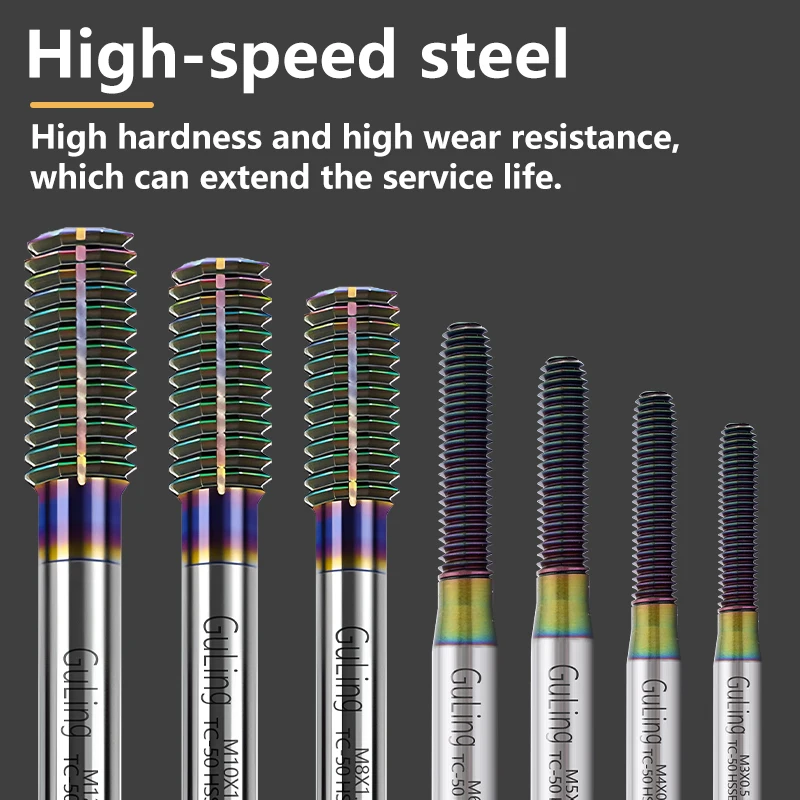 굴링 1세트 M2-M12 베어링 스틸 테이퍼 성형 탭 세트 키트 나사산 탭 드릴 8개입: M2 M3 M4 M5 M6 M8 M10 M12