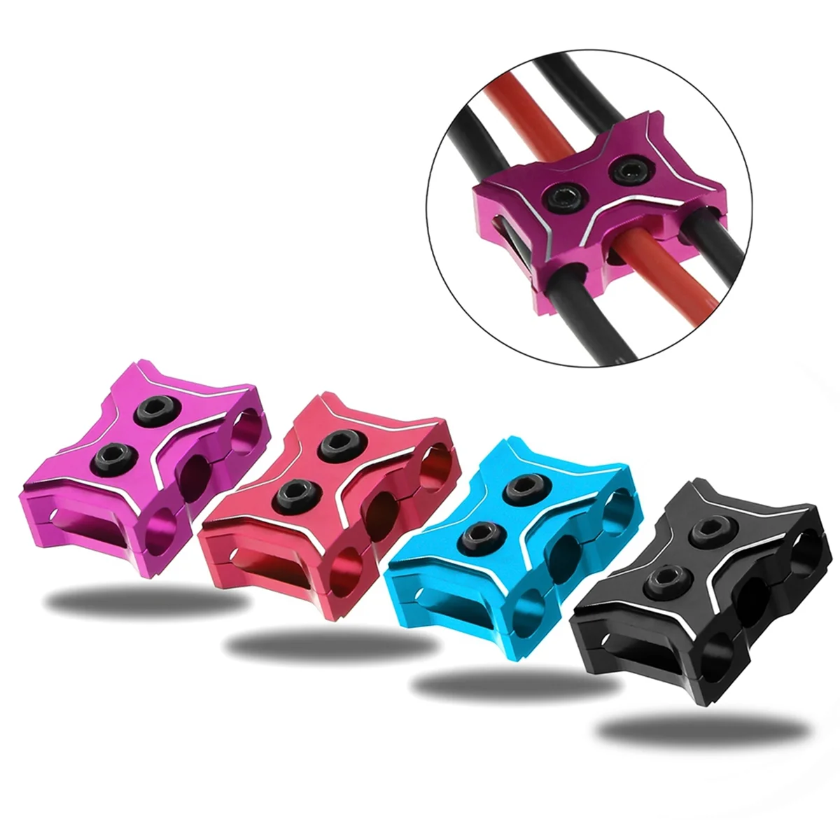 Aluminum Alloy ESC Motor Cable Manager Wire Fixed Clamp Buckle Prevent Tangled Line Clip Tool for RC Model Car, Purple