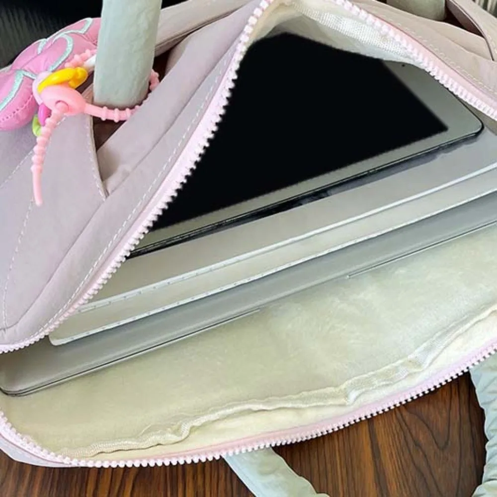 Laptop Case With Flower Pendant Laptop Sleeve Handle Style Portable Computer Handbag Sweet Cute Laptop Bags Commute