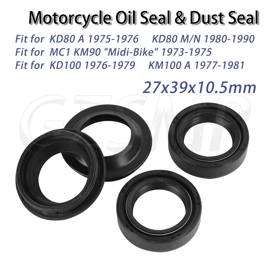 

Fit for KAWASAKI KD80A 1975-1976 KD80 M/N MC1 KM90 KD100 KM100A 27x39x10.5mm Front Fork Dust Oil Seal Kit