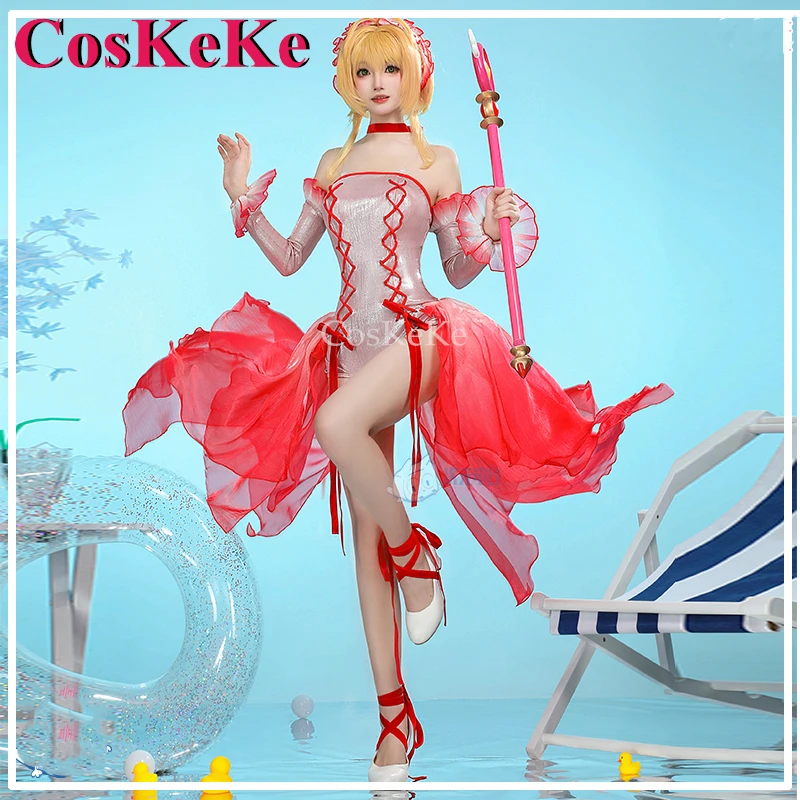 CosKeKe Kinomoto Sakura Cosplay Anime Cardcaptor Sakura Costume Lovely Goldfish Swimsuit Halloween Party Role Play Clothing S-XL