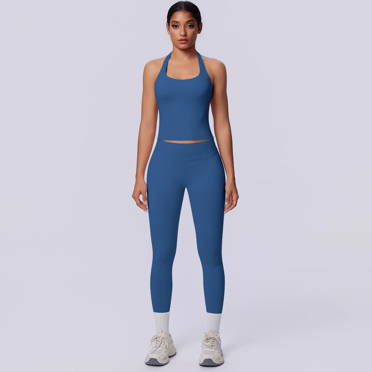 Sport Fitness Kleidung Damen Yoga Set Sommer Gym Lauf-Workout Top Yoga Weste Einfarbige Po-Formende Fitness Hose Yoga Set – Detail 26